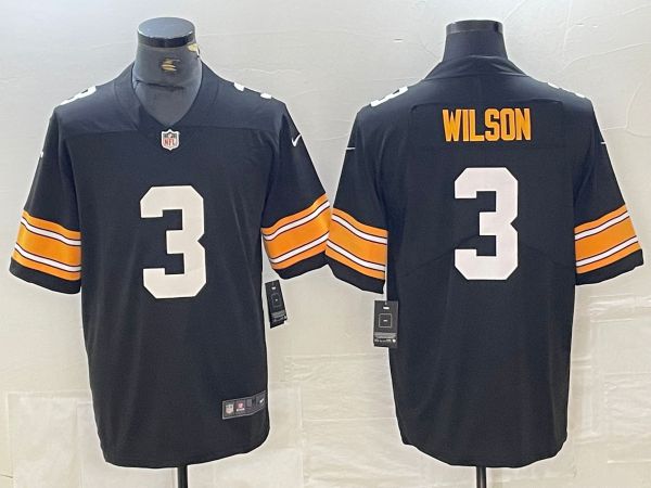 Men Pittsburgh Steelers 3 Wilson Black 2024 Nike Vapor Untouchable Limited NFL Jersey style 1